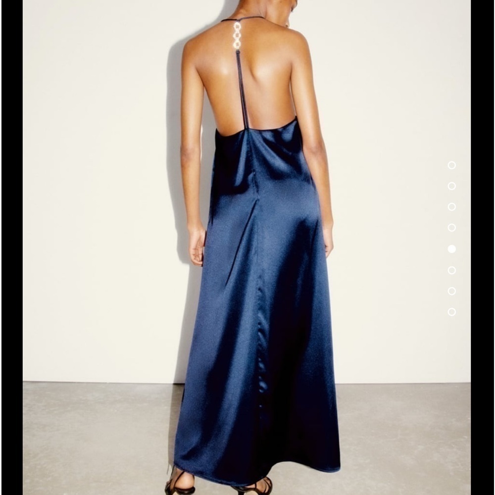 Zara Midnight Blue Jewel Strap Slip Dress